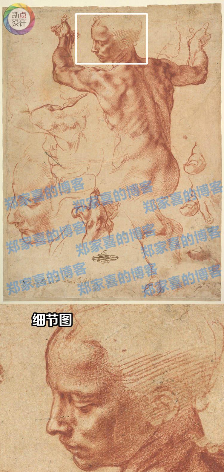 米开朗基罗高清油画 素描壁画作品图片 设计临摹微喷装饰绘画素材