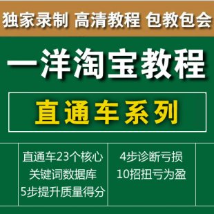 一洋淘宝培训VIP教程 直通车系列课程 关键词赚钱词扭亏为盈