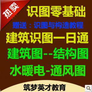 建筑识图一日通建筑结构水暖电视频全套识图 施工员 造价员必备