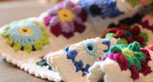 纯手工唯美桌毯 雏菊玫瑰拼花 毛线钩花花朵毯子 视频教程