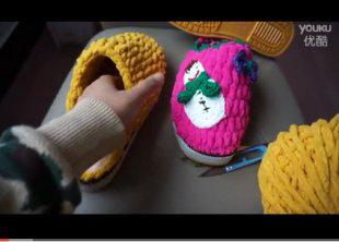 中国风民族风纯手工毛线拖鞋结婚 嫁妆手工毛线拖鞋视频教程