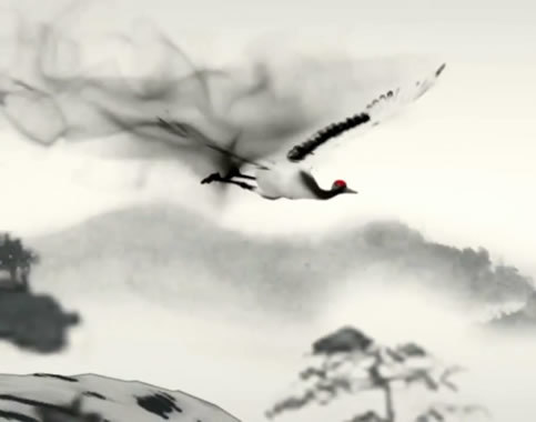 中国风墨舞鱼游竹子山水画意境舞蹈水墨LED晚会舞台视频素材