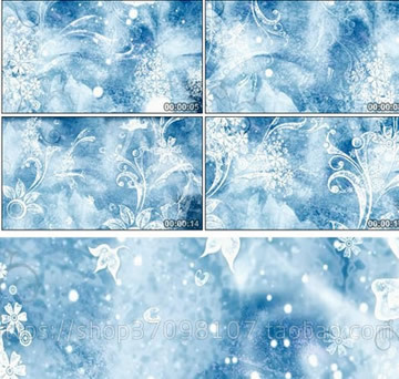高清冰雪花纹 唯美雪花花瓣 浪漫婚礼婚庆LED大屏幕视频背景素材