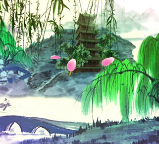 古典中国风烟雨江南水乡动态水墨国画 高清LED背景视频素材vj