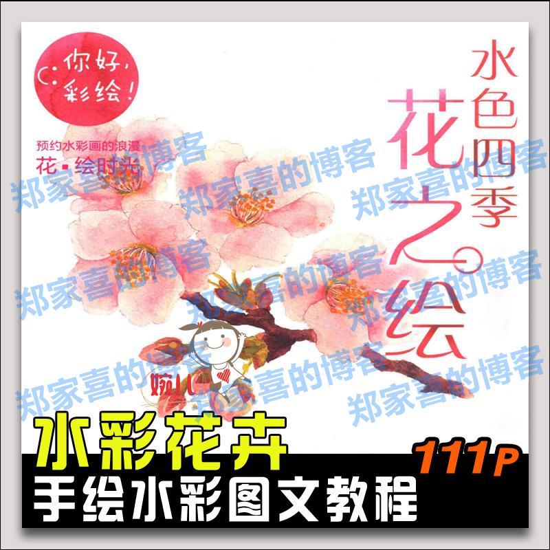 191.水彩手绘彩绘水色四季花之绘水彩画教程水彩参考素材