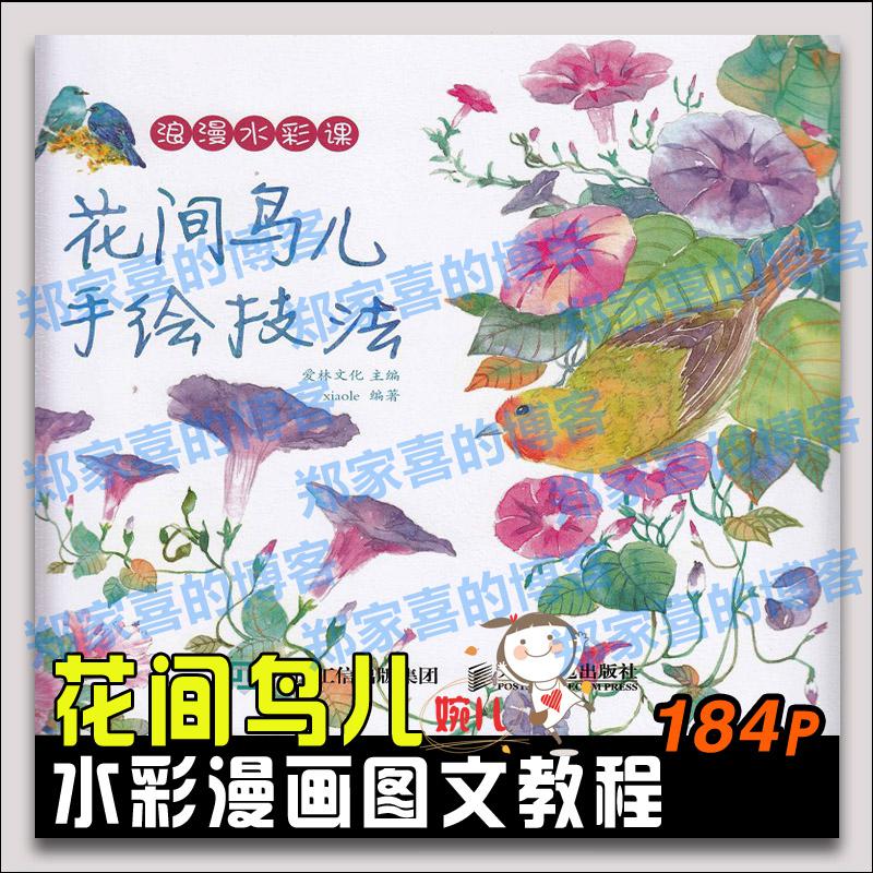 42.水彩手绘浪漫水彩技法花间鸟儿手绘技法水彩画图文教程参考