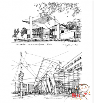 101.手绘建筑风景速写 钢笔画建筑速写范例100篇 线稿临摹参考