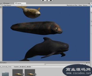 unity3d动画素材包 海洋生物素材包 带骨骼游动动画