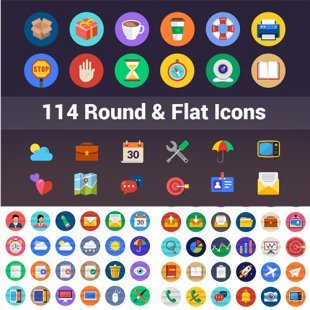 卡通圆形扁平化icon素材 网页设计常用图标PNG免扣PS设计素材