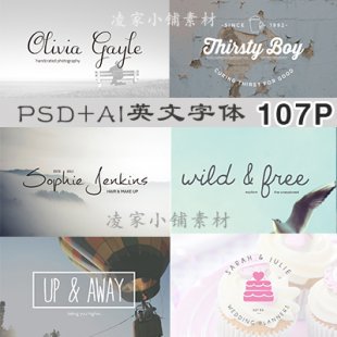 最新婚纱影楼情侣写真摄影PSD字体分层模板复古文字素材ZT23