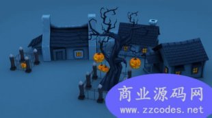 Unity恐怖卡通农场万圣节场景 适用于移动设备