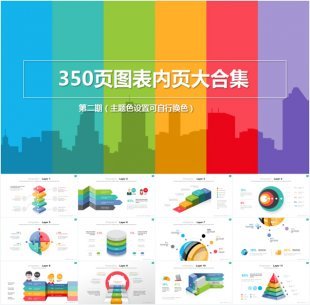 350页扁平化商务动态图标PPT模板 数据合集PPT 矢量素材
