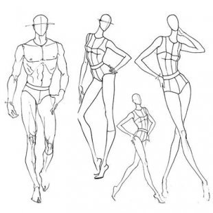 服装设计手稿基础 人体结构人物线稿图 自学绘画临摹素材