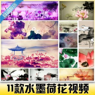 水墨荷花 水彩山水竹子 中国风古典舞蹈LED大屏幕背景 VJ视频素材