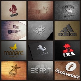 LOGO效果图提案神器 标志贴图模板 VI素材 立体木纹金属PSD格式