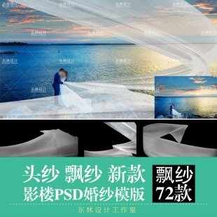 飘纱 2017影楼婚纱头纱后期创意合成PSD第二季设计素材