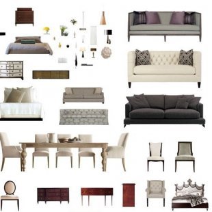 家装室内软装方案家具灯具饰品PSD分层抠图PPT模板PS设计素材