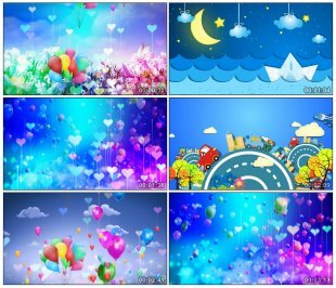 卡通六一儿童节晚会舞台LED素材 追梦想儿歌舞蹈演出背景视频