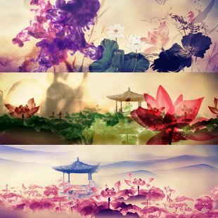 中国风水墨荷花高清舞台晚会演出婚礼婚庆led大屏幕背景视频素材