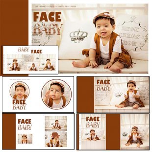 2017最新儿童写真PSD模板 影楼相册宝宝主题样册人物版面设计