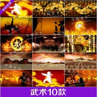 中国风武术表演水墨功夫LED视频素材 武术视频素材太极拳武字