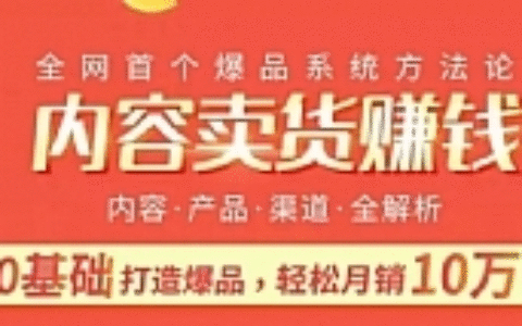内容卖货赚钱最新教程_0基础打造卖爆品，每月轻松躺赚10w+