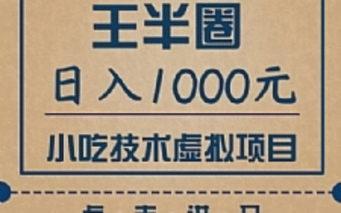王半圈最新教程_日入1000小吃技术虚拟项目（快手、豆瓣、闲鱼快速引流变现）