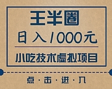 王半圈最新教程_日入1000小吃技术虚拟项目（快手、豆瓣、闲鱼快速引流变现）