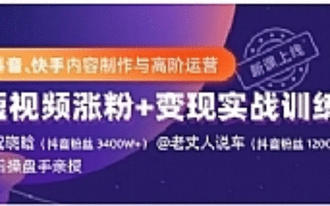 抖音、快手制作运营最新教程_短视频爆量涨粉变现实战（价值1499元）