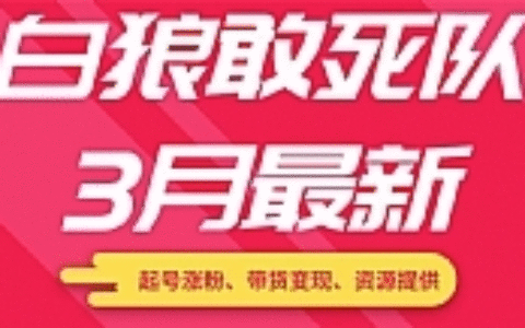 白狼敢死队最新短视频带货教程（起号涨粉、带货变现、资源提供）附最新茶素材