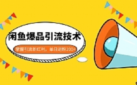闲鱼爆品引流技术1.0，掌握引流新红利，单日进粉200+