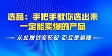 选品：手把手教你选出来，一定能卖爆的产品 从此赚钱变轻松 而且是躺赚