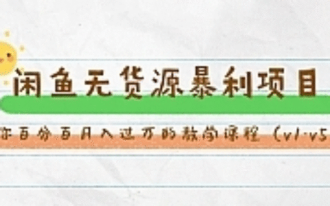 斜杠蜻蜓·闲鱼无货源暴利项目：让你百分百月入过万的教学课程（v1-v5班）
