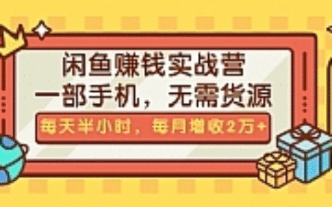 闲鱼赚钱实战营，一部手机，无需货源，每天半小时，每月增收2万+（无水印）