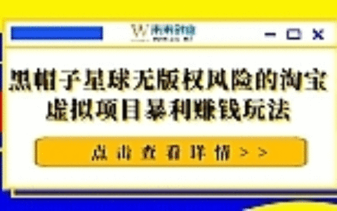 黑帽子星球无版权风险的淘宝虚拟项目暴利赚钱玩法（视频+文档）