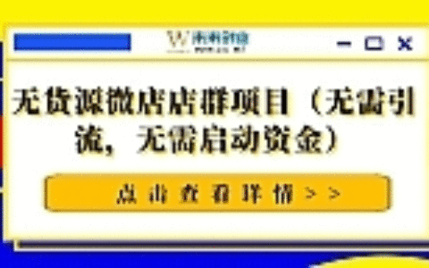 无货源微店店群项目（无需引流，无需启动资金）