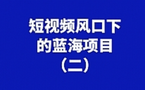 短视频风口下的蓝海项目