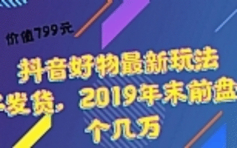 价值799元 抖音好物最新玩法 不发货，2019年末前盘他个几万