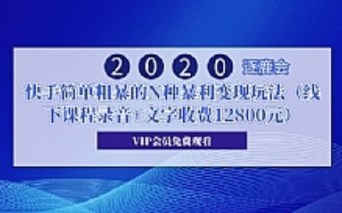 2020年逐鹿会·快手简单粗暴的N种暴利变现玩法（线下课程录音+文字收费12800元）