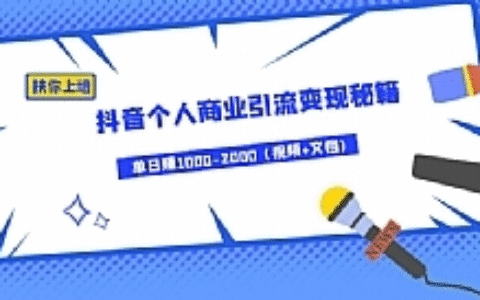 月入3W+扶你上墙，抖音个人商业引流变现秘籍，单日赚1000-2000（视频+文档)