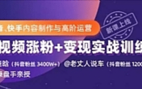 抖音快手内容制作与高阶运营：短视频涨粉+变现实战训练营