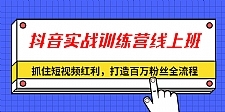 抖音实战训练营线上班，抓住短视频红利，打造百万粉丝全流程（无水印）