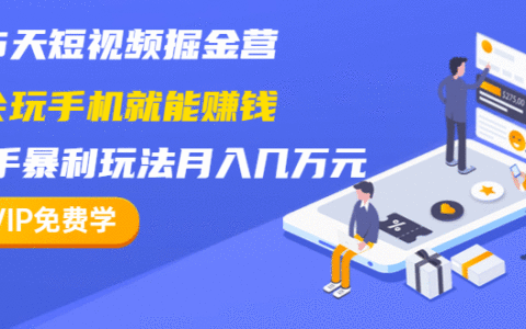 15天短视频掘金营：会玩手机就能赚钱，新手暴利玩法月入几万元（15节课）