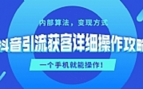 抖音引流获客详细操作攻略：内部算法，变现方式，一个手机就能操作(无水印)