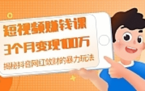短视频赚钱课：3个月变现100万 揭秘抖音网红敛财的暴力玩法 触碰财富的芳香
