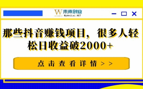 那些抖音赚钱项目，很多人轻松日收益破2000+【视频教程】
