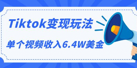 TIKTOK变现玩法，不自己拍摄视频，不露脸，单个视频收入6.4W美金（视频+文档）