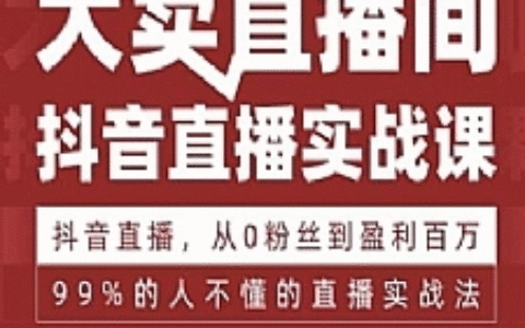 99%的人不懂的抖音直播实战课，从0粉丝到盈利百万