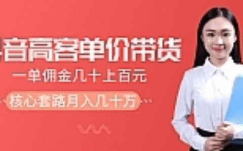 一单佣金几十上百元的抖音高单价带货项目，核心套路月入几十万（共3节）