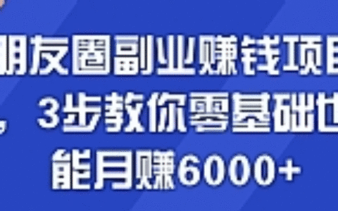 朋友圈副业赚钱项目 3步教你零基础也能月赚6000+